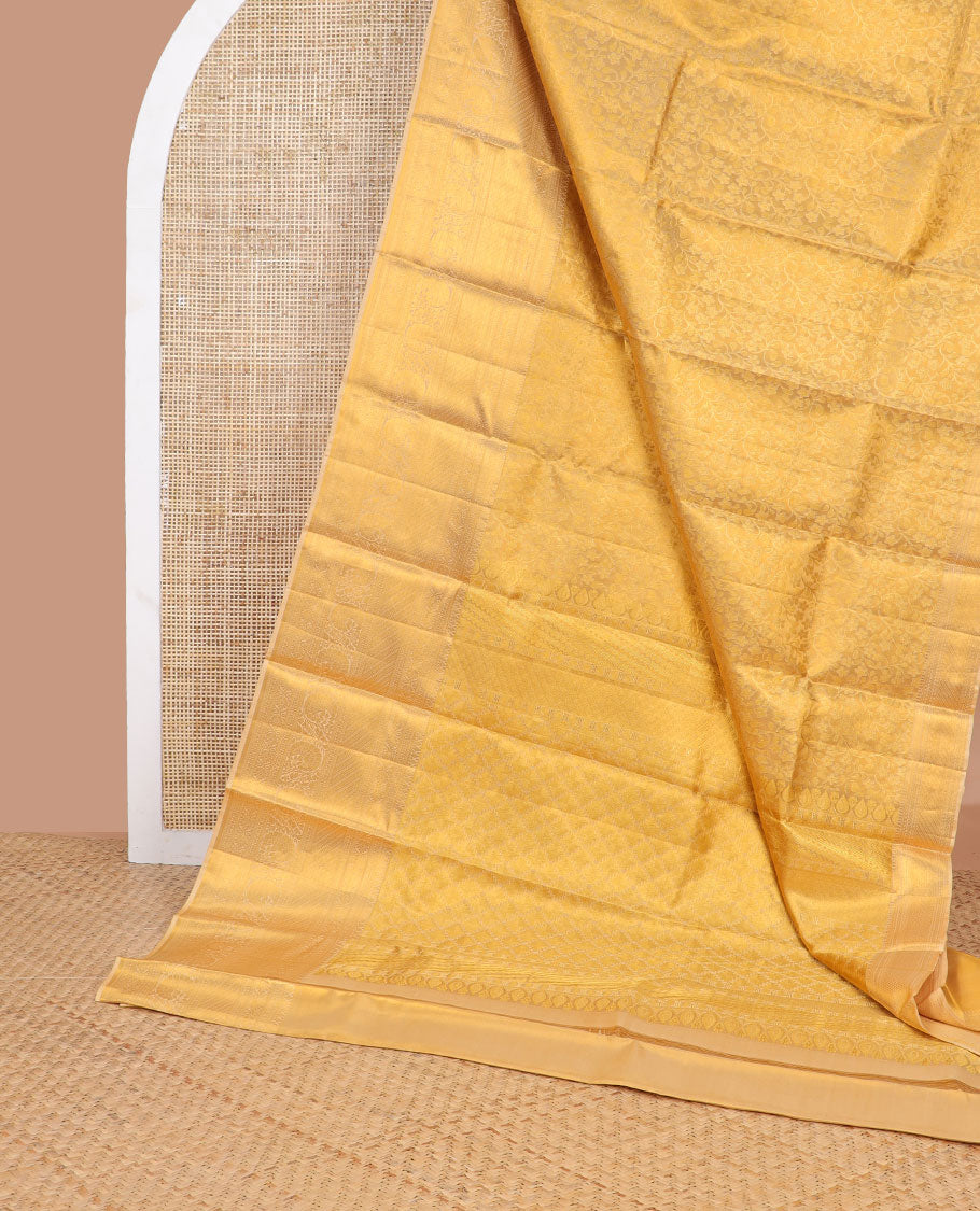 Sandal floral vine design kancheepuram tissue silk saree self border of rekku, banaras, paun, kodi visiry designs & floral design pallu