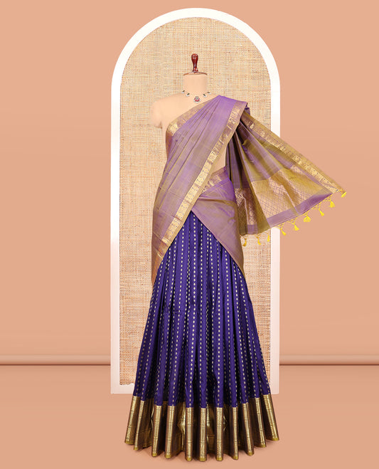 Blue Pure Silk Half Saree