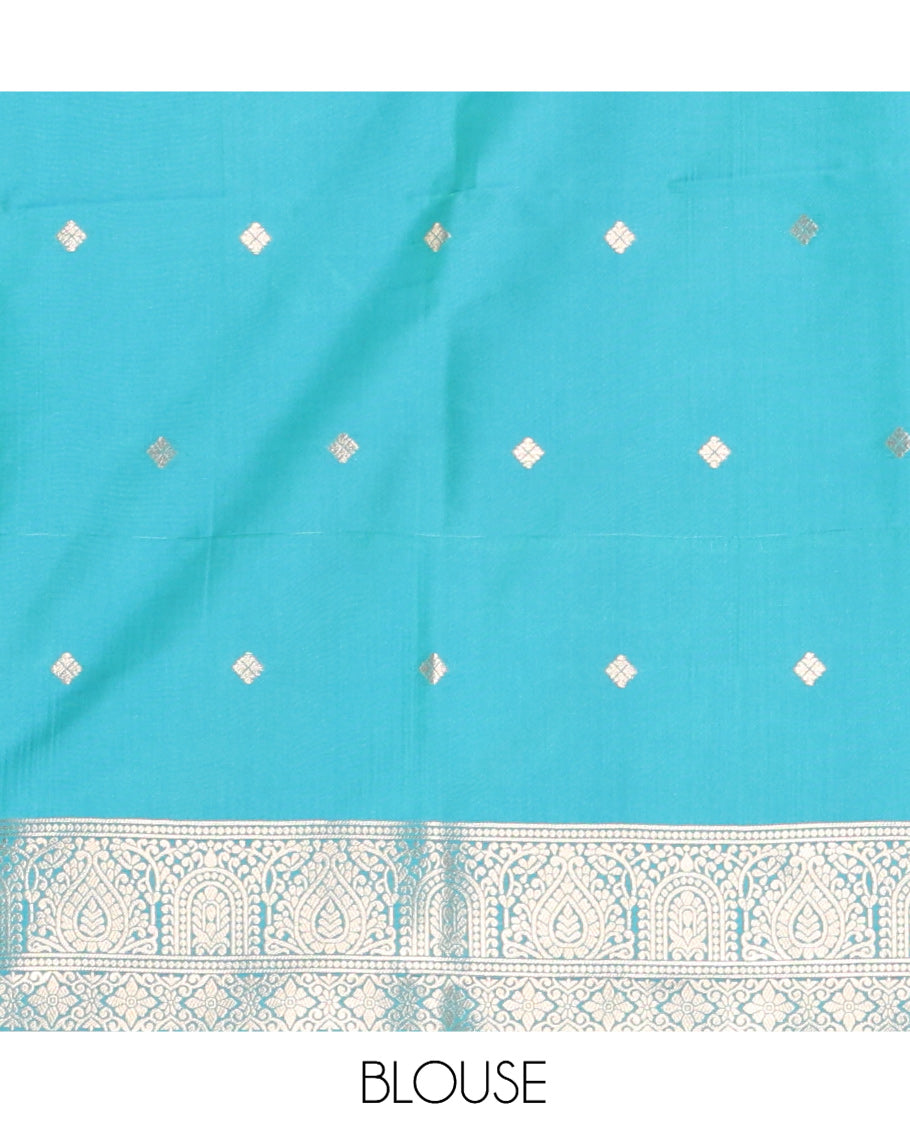 Rama Elite Soft Silk Saree, Decked up with Zari Buttas and Checks, a Contrast Traditional Border, Grand Pallu, and a Contrast Blouse