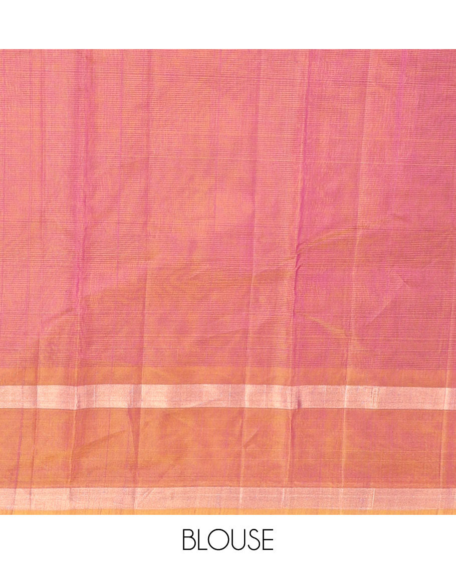 Purple Silk Cotton Saree, Mesmerized with Floral Buttas, Complemented by a Contrast Floral Zari Border, Grand Pallu, and a Contrast Blouse