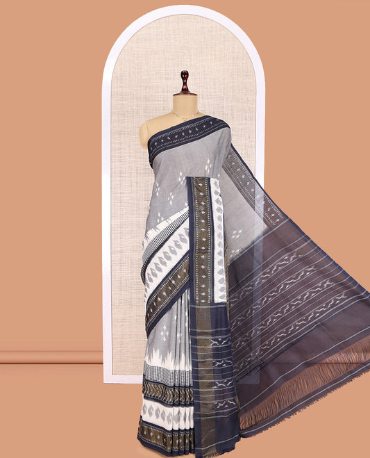 Grey Pochampally Ikat Cotton Saree