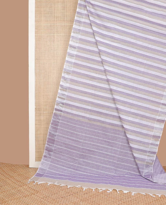 Borderless multi-color striped jute cotton saree