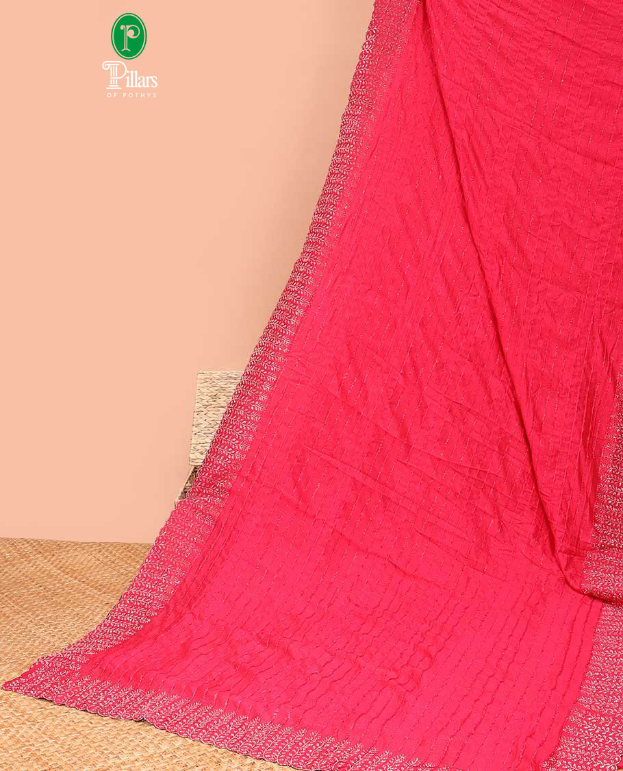 Red all over line neem zari design with copper color swastik stone work & plain , swastik stone work blouse