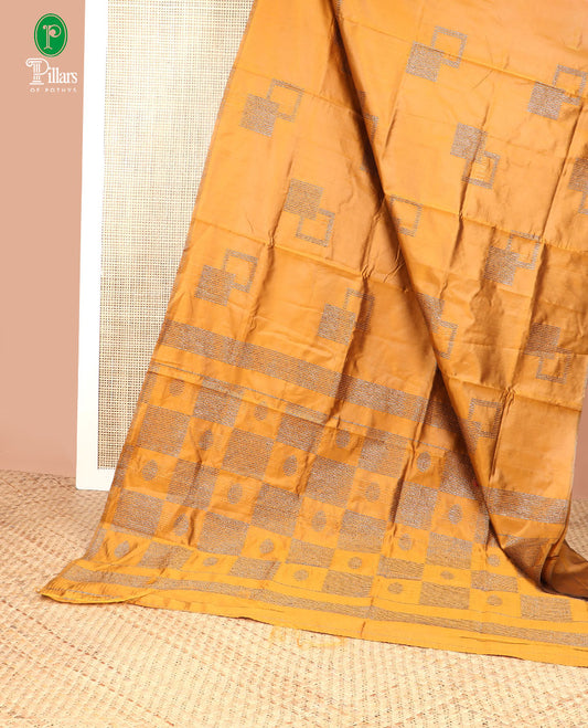 Mustard neem zari design litchi soft silk saree with self border & neem zari design pallu along with plain blouse