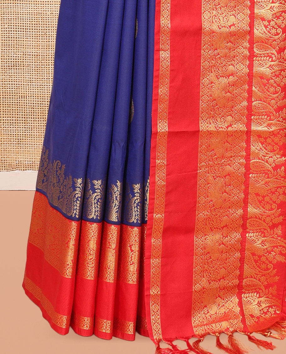 Navy Blue Butta Budget Silk Saree