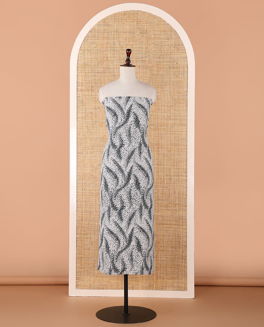 Black & white chudidhar material, cheetah printed Italian crepe top, plain black crepe bottom & cheetah printed georgette dupatta
