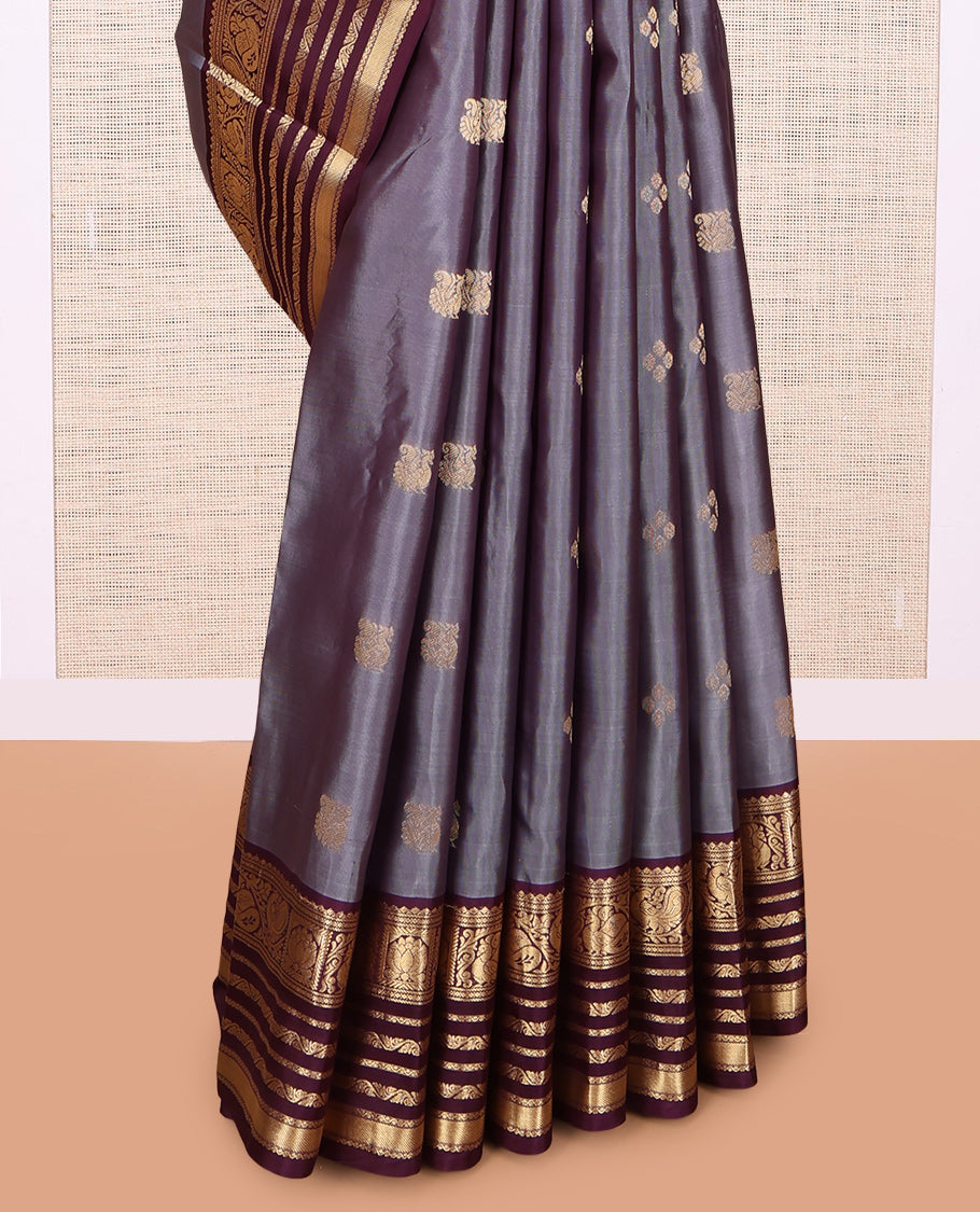 Grey Kanchipuram Silk Saree