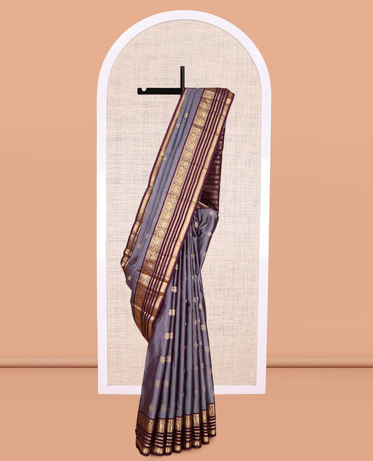 Grey Kanchipuram Silk Saree