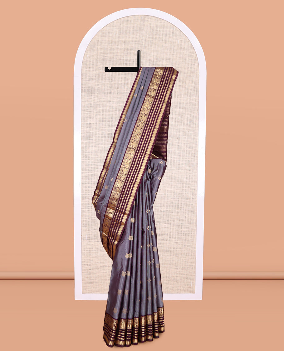 Grey Kanchipuram Silk Saree