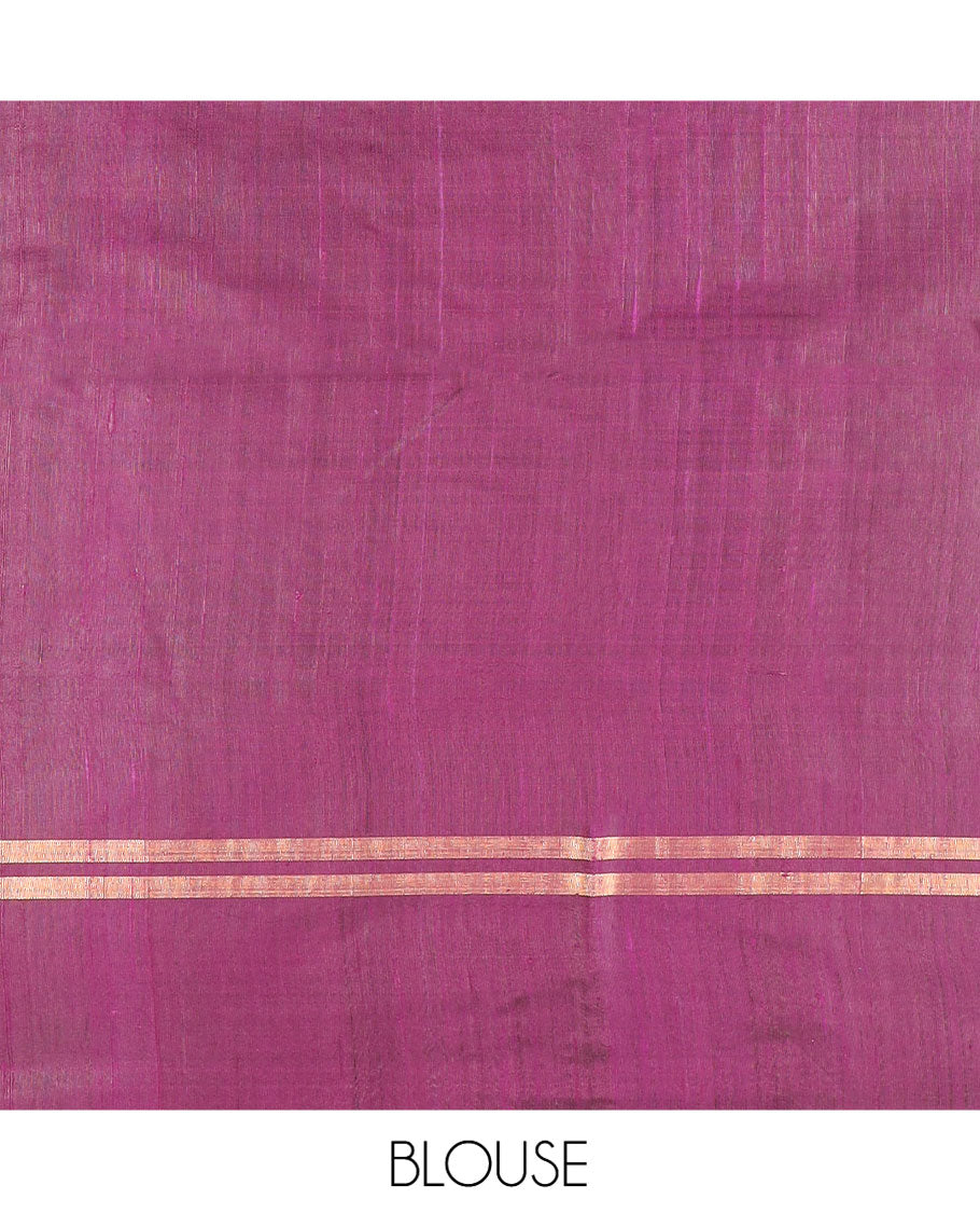 Purple Dupion Silk Saree, Masterfully Woven with Stripes All Over Its Body, Subtly Woven Zari Striped Border, Gleaming Pallu of Geometric Patterns, and Paired with a Matching Blouse