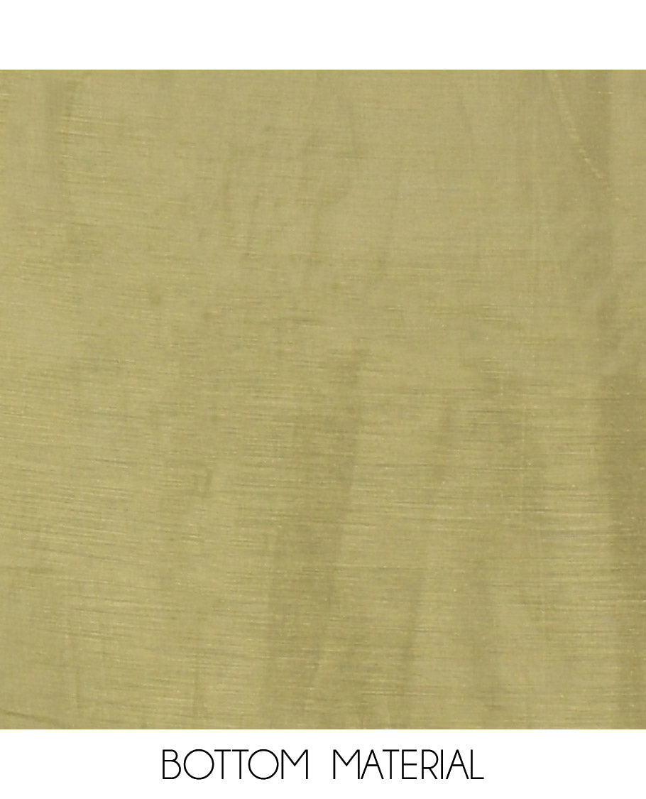 Green Mul Chanderi Material Churidar Set, Decked Up with Flower Embroidery and Sequins Work V-Neck Top, a Plain Santoon Bottom, and Paired with a Mul Chanderi Floral Embroidered Dupatta