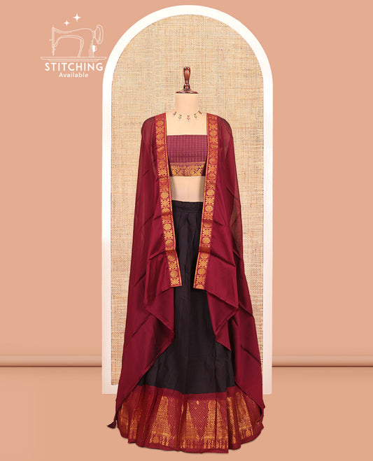Black Sungudi Cotton Half-Saree