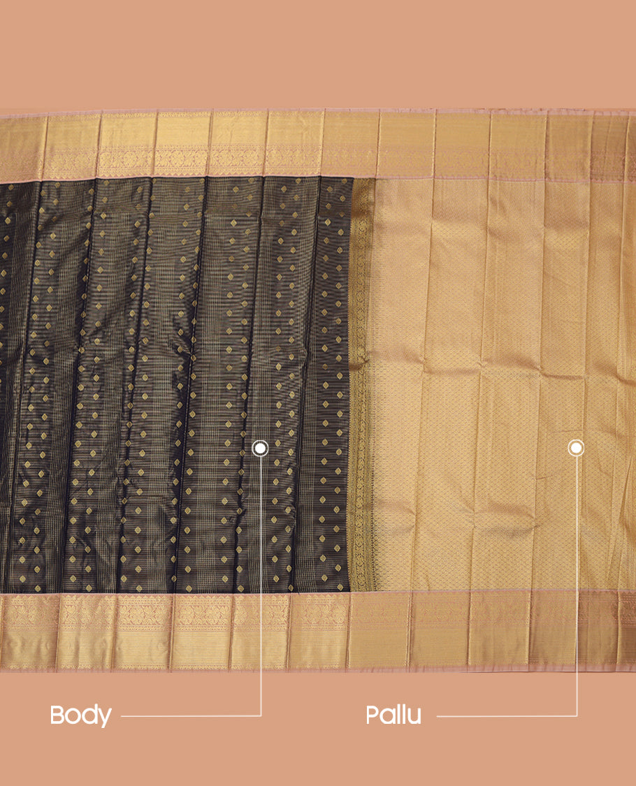 Blue Budget Silk Saree, Enriched with Zari Buttas and Checks, a Contrast Traditional Zari Border, Grand Pallu, and a Contrast Blouse