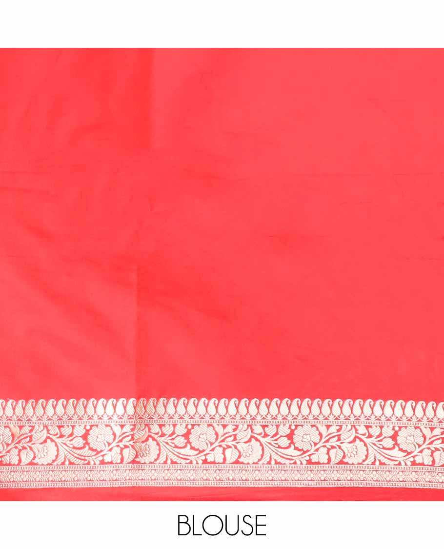 Pink floral jacquard banaras silk saree with self intricate zari border & floral zari design pallu