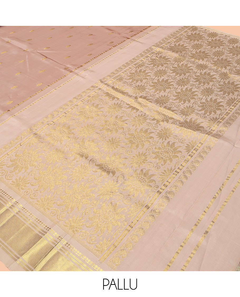 Light Sandal Kanchipuram Zari Butta Silk Saree