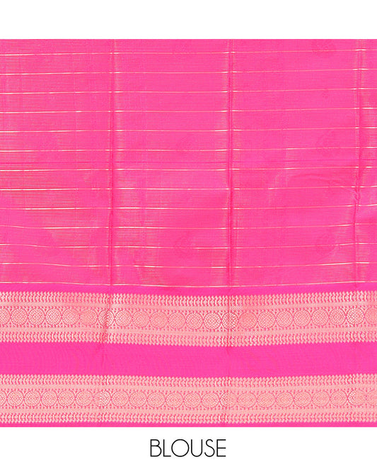 Blue Art Silk Half-Saree Pavadai Material Features a Zari-Design Skirt, a Contrast Traditional Border, Contrast Blouse, and Scallop Embroidered Dhavani