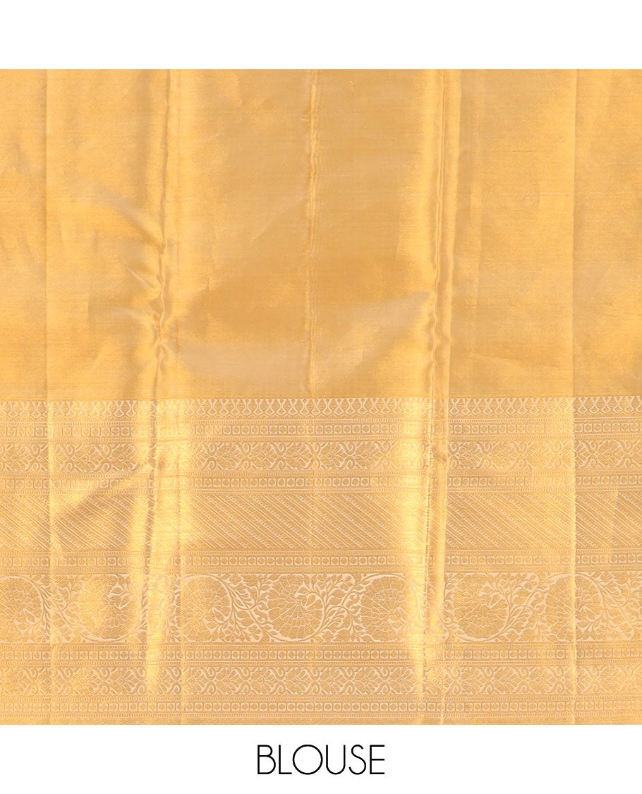 Sandal floral vine design kancheepuram tissue silk saree self border of rekku, banaras, paun, kodi visiry designs & floral design pallu