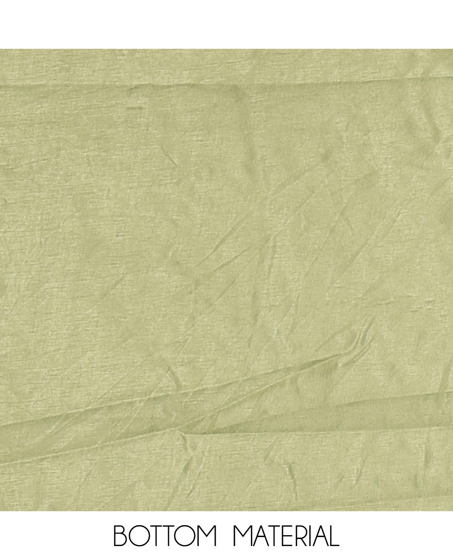 Green material chudidar set, intricately printed with original mirror work crepe top, Italian crepe bottom, and chinon digital print, mirror work dupatta