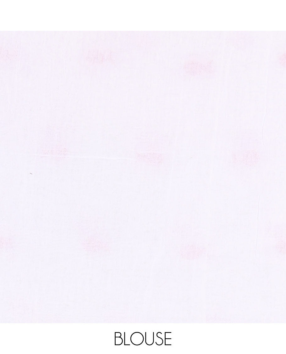 Borderless white fish motifs thread embroidered khadi mul cotton saree, fish motifs thread embroidered pallu, and a matching plain blouse