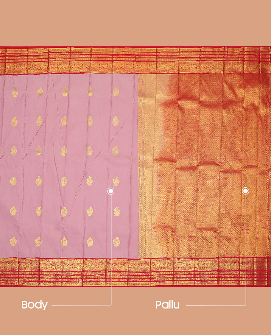 Onion Pink Zari Butta Budget Silk Saree