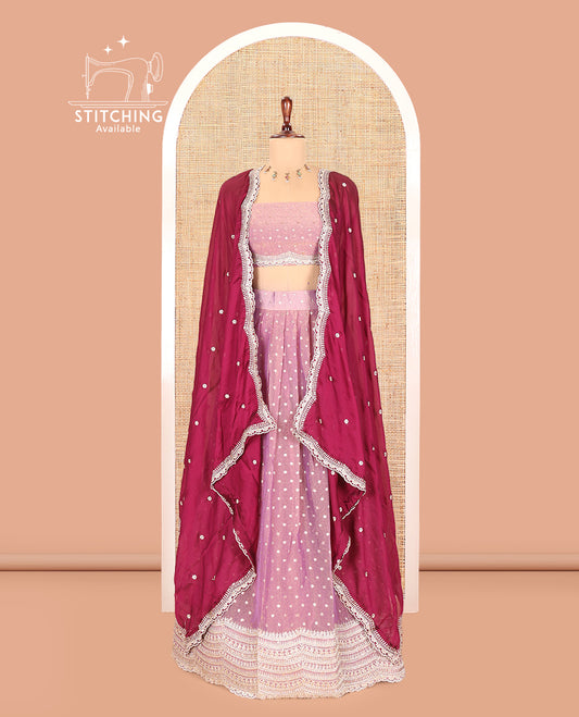 Dark Lavender Moss Organza Half-Saree