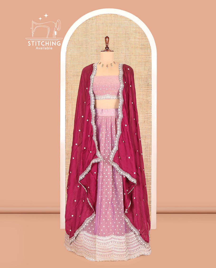 Dark Lavender Moss Organza Half-Saree