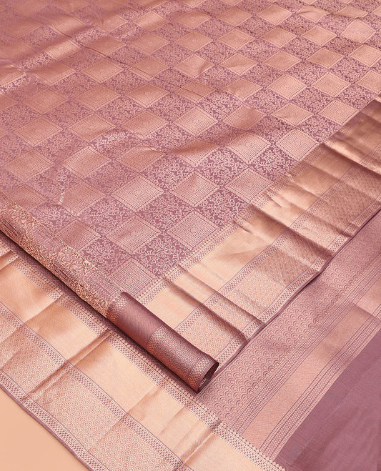 Rosewood Pink Jacquard Kanchipuram Wedding Silk Saree