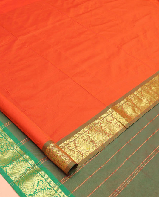 Orange Plain Ten-Yard Art Silk Saree