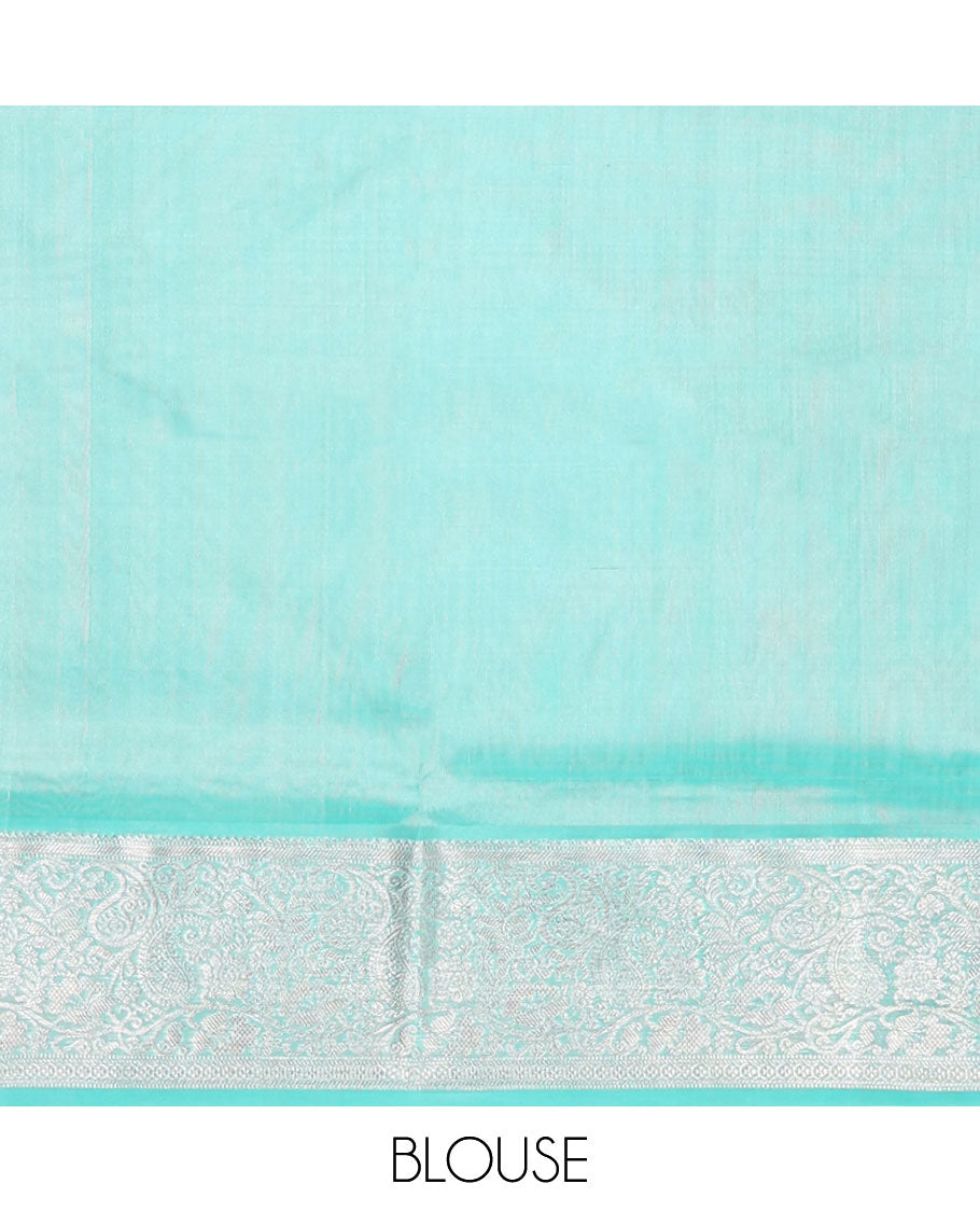 Grey leaf motifs design venkatagiri silk saree with contrast zari design pallu & argyle design pallu