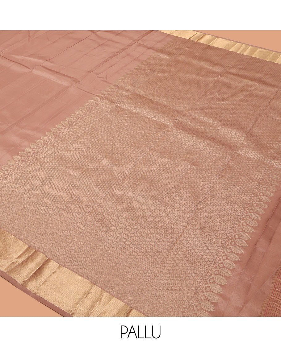 Pale Brown Plain Kanchipuram Silk Saree