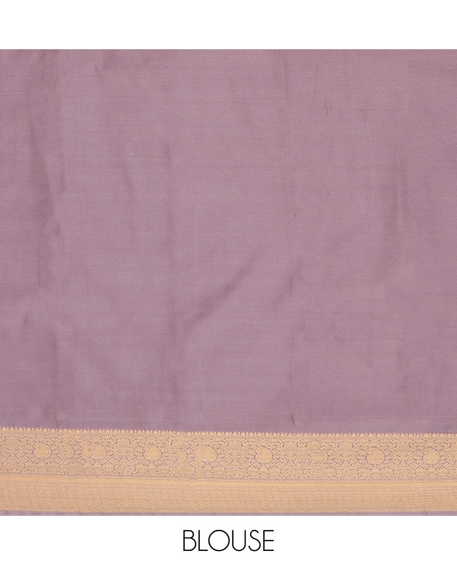 Green striped with floral motifs budget silk saree with contrast zari border & traditional zari design pallu