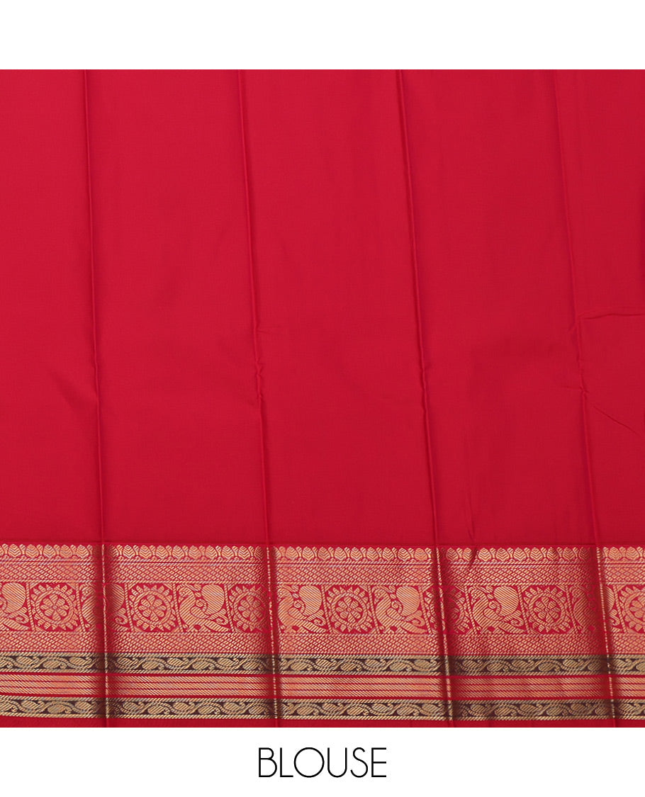 Cream Budget Silk Saree, Entralled with Zari Buttas All Over Its Body, Complemented by a Contrast Traditional Zari Design Border, Grand Jaal Pallu, and Paired with a Contrast Blouse