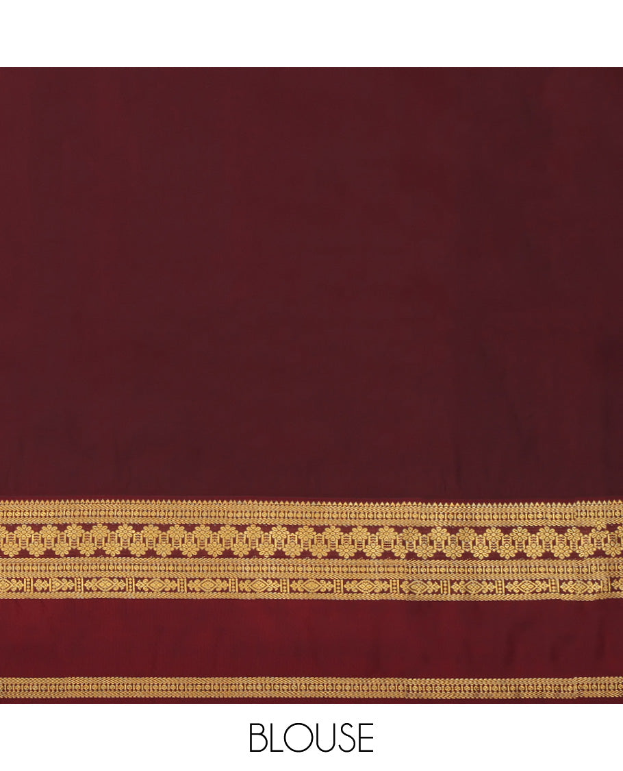 Turquoise Zari Butta and Stripes Budget Silk Saree