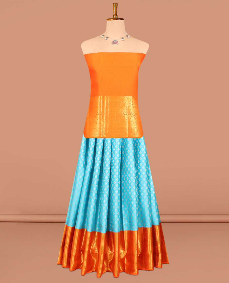 Light Blue Pure-Silk Half-Saree