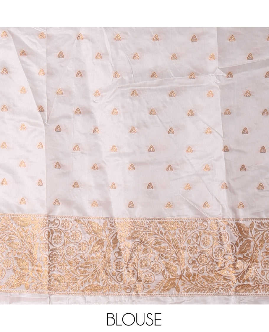 Milk White Semi-Silk Half-Saree