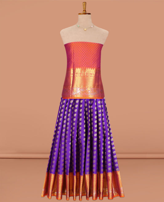 Violet Pure Silk Navarathna Pavadai Material Set