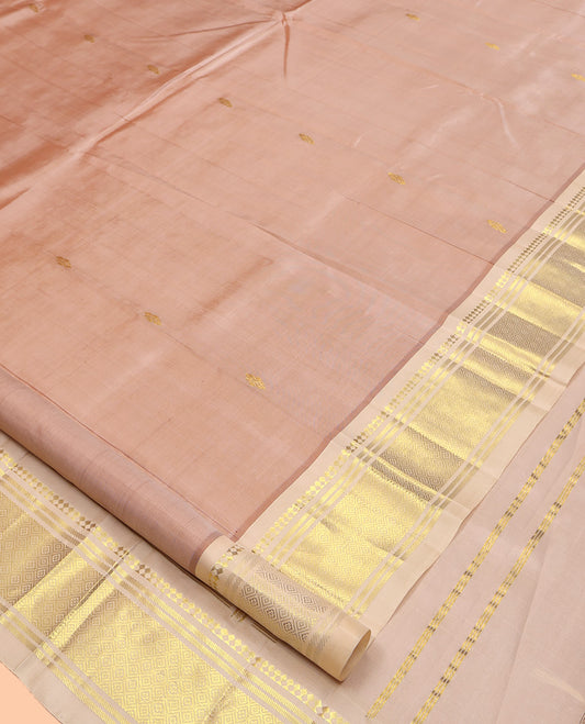 Light Sandal Kanchipuram Zari Butta Silk Saree