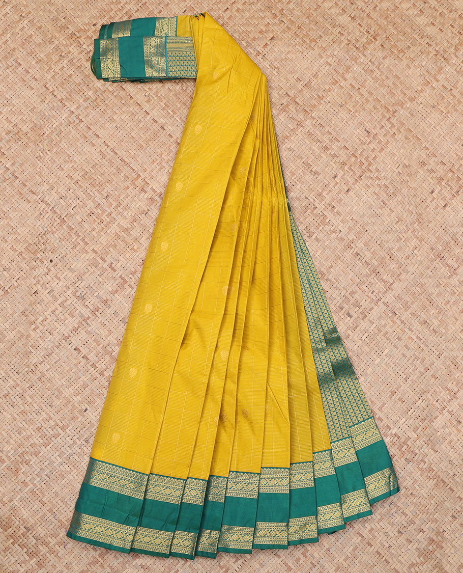 Yellow Rettai Pettu Border Budget Silk Saree