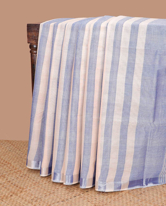 Multi-color checked with jute cotton saree with self border & striped pallu