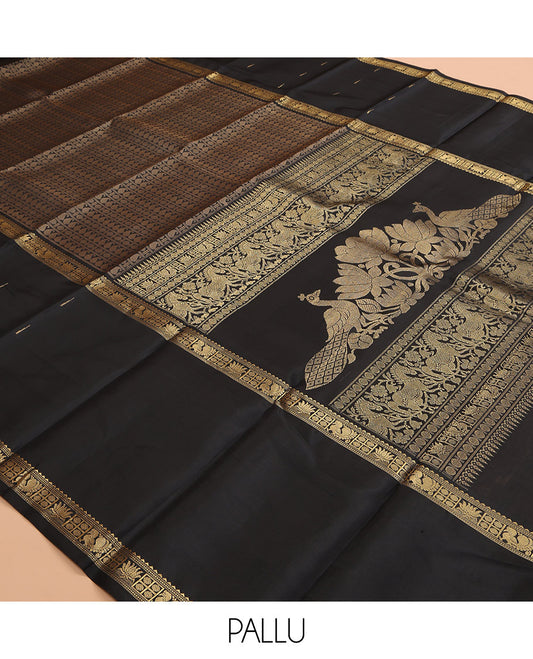 Black Kanchipuram Chettinad Saree