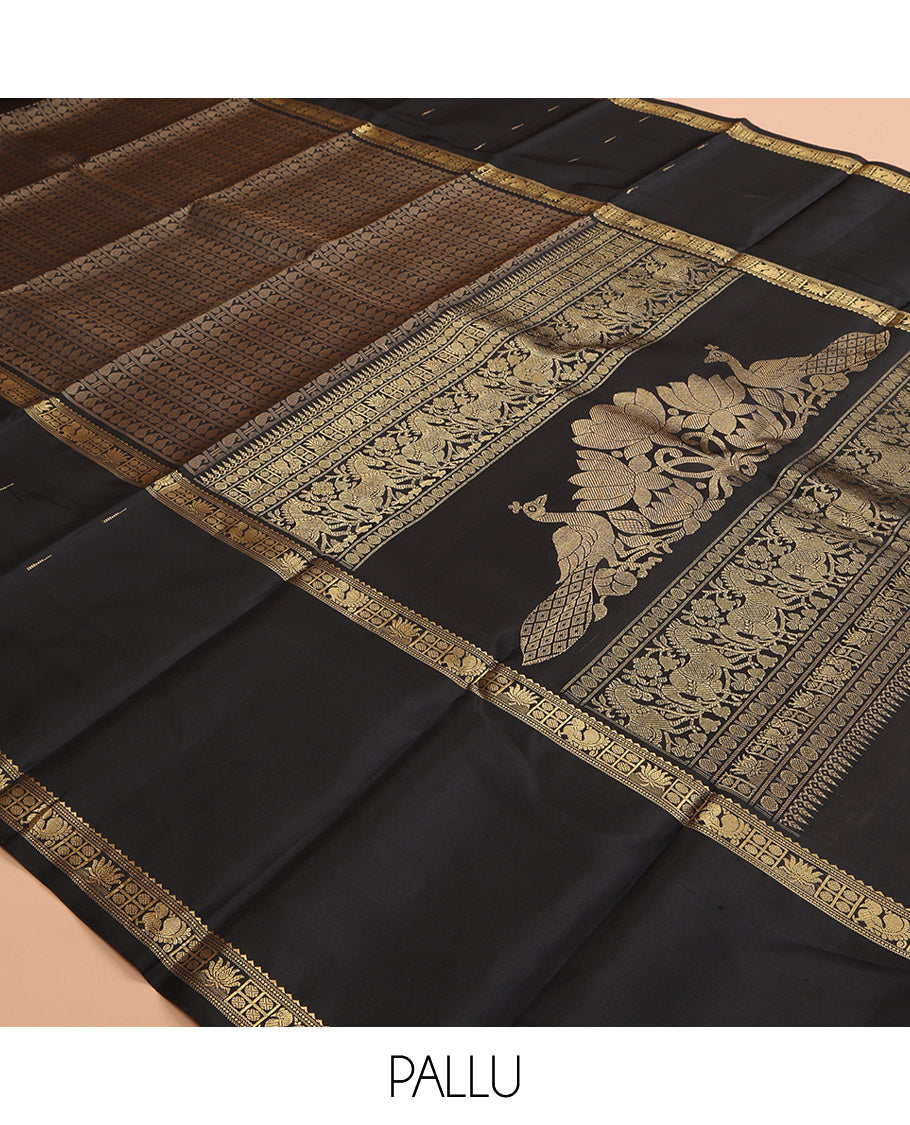 Black Kanchipuram Chettinad Saree