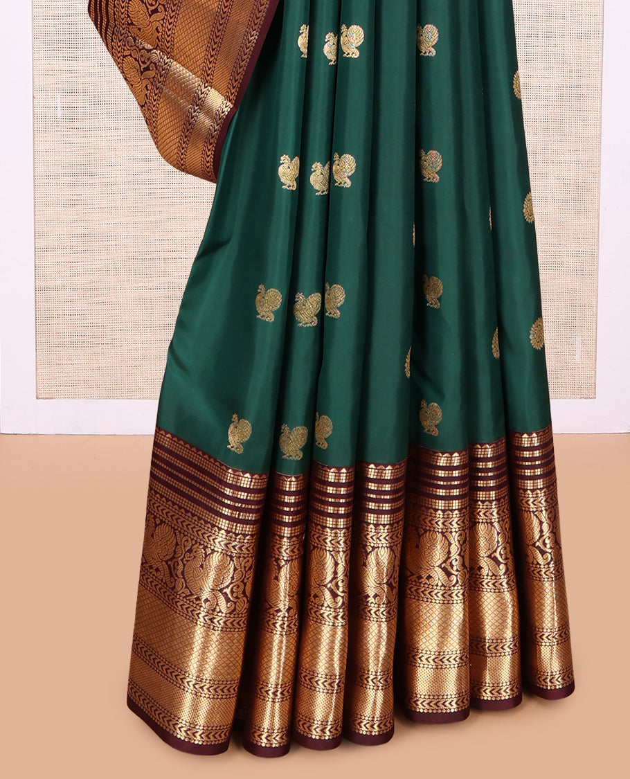 Green Zari Buttas Kanchipuram Silk Saree
