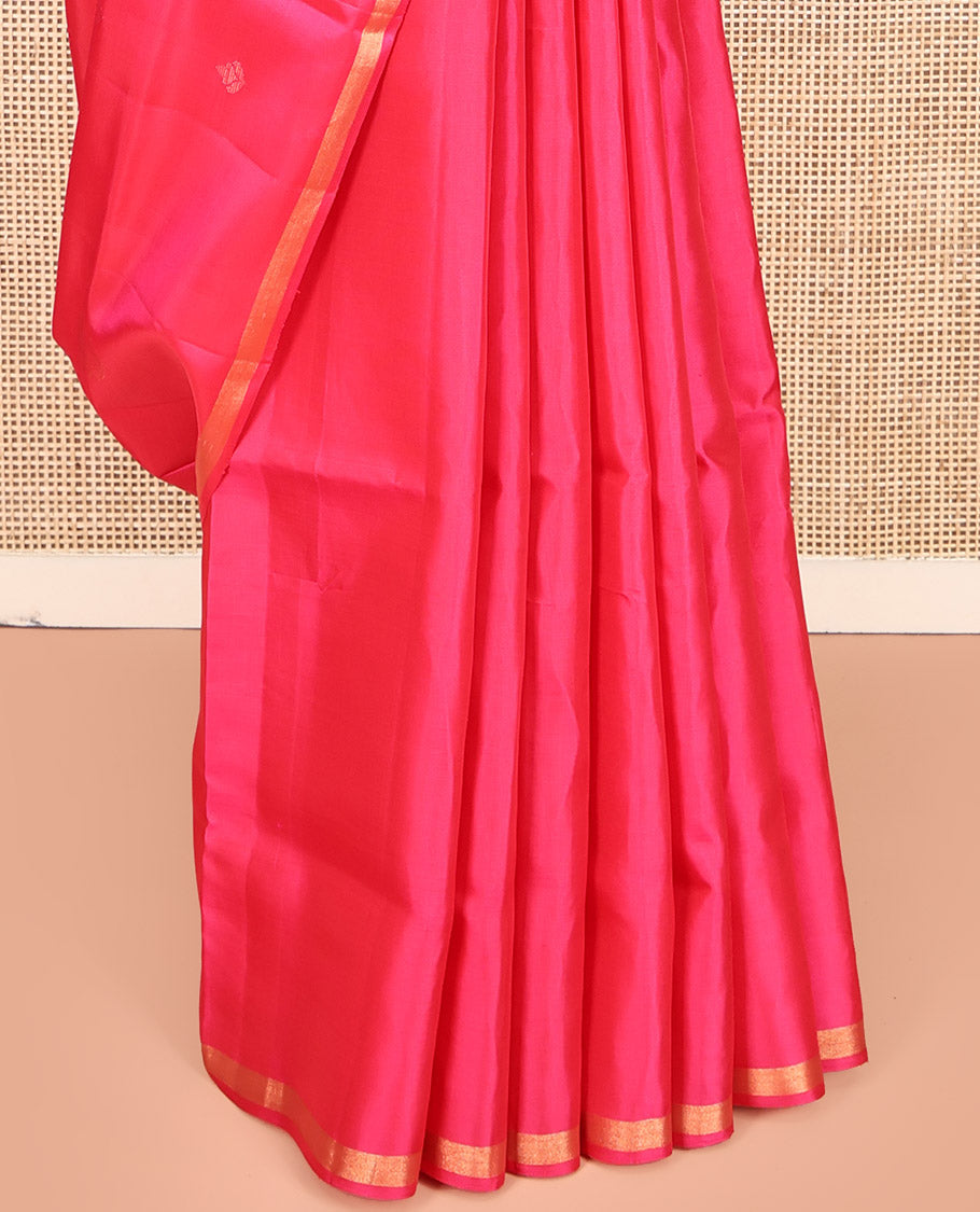 Pink Mayuri Lite Silk Mix Saree, Embellished with Zari Buttas, a Subtle Piping Border, Pallu of Floral Jaal Design, and a Matching Blouse