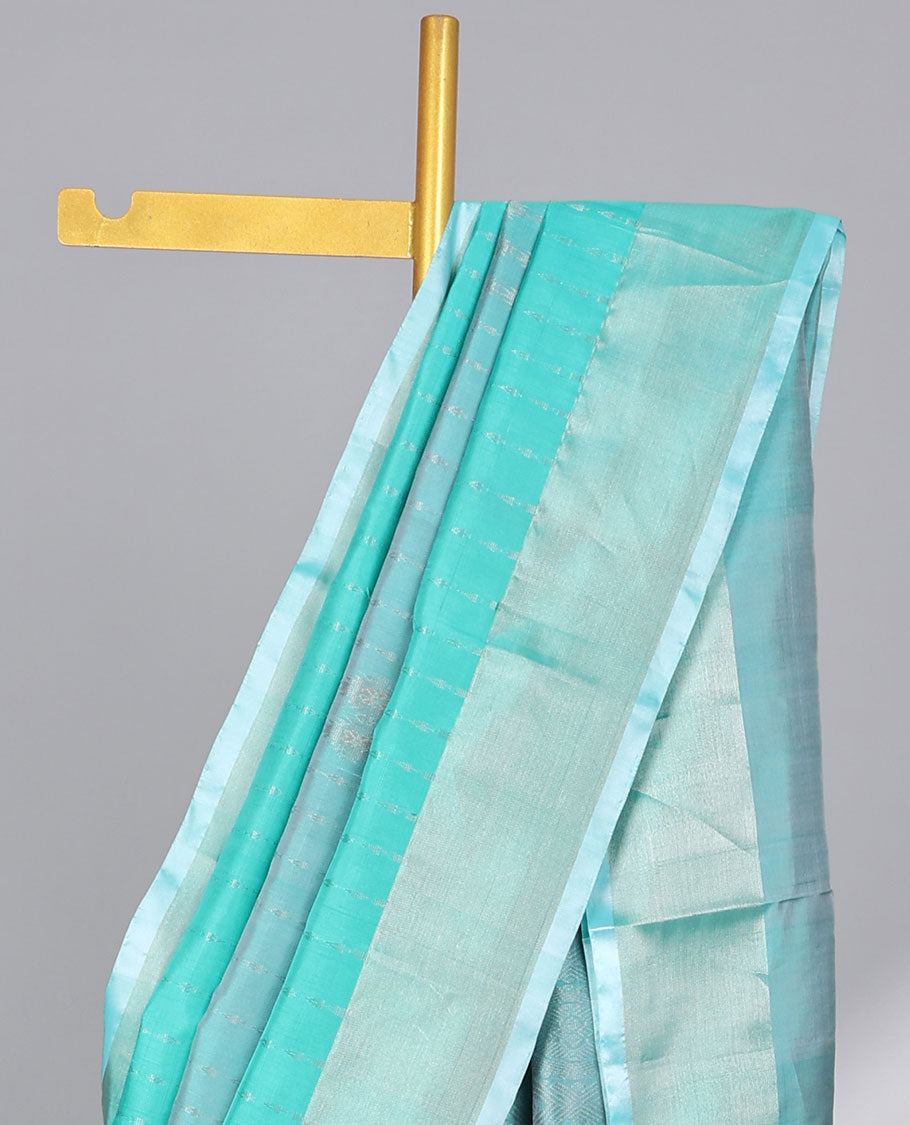 Blue floral design uppada silk saree with self zari design border & floral jaal zari design pallu