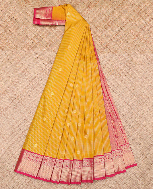 Mango Yellow Checks Budget Silk Saree
