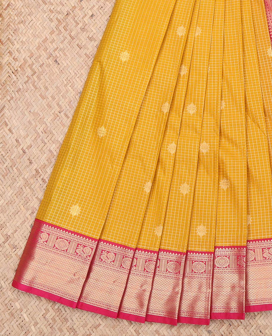 Mango Yellow Checks Budget Silk Saree