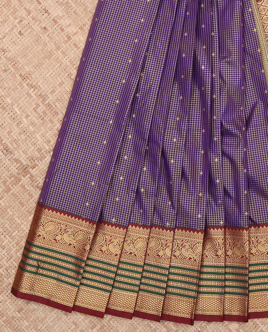 Violet Checks Budget Silk Saree