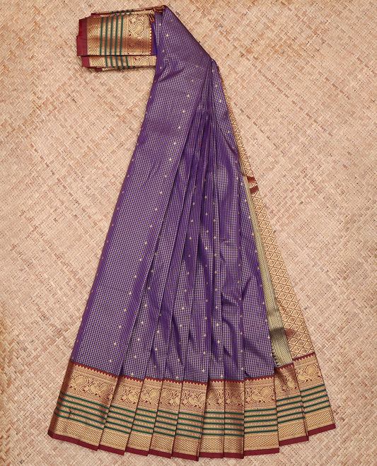 Violet Checks Budget Silk Saree