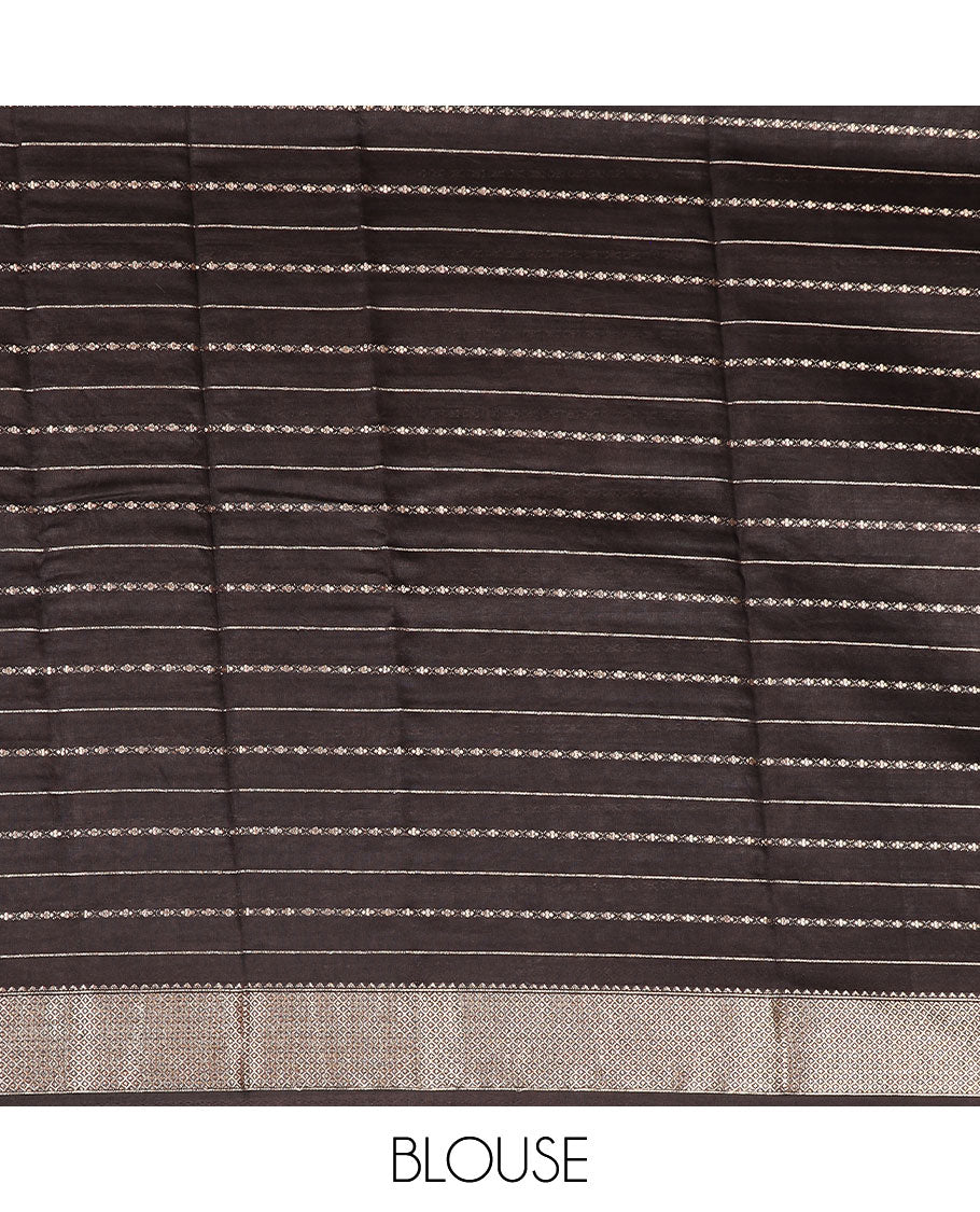 Blue zari design assam silk saree, contrast traditional zari border, and zari striped pallu