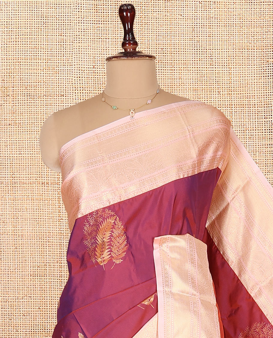 Red Budget Silk Saree, Decked Up with Zari Buttas on Its Body, Complemented by a Contrast Traditional Zari Design Border, Intricate Pallu, and Paired with a Contrast Blouse